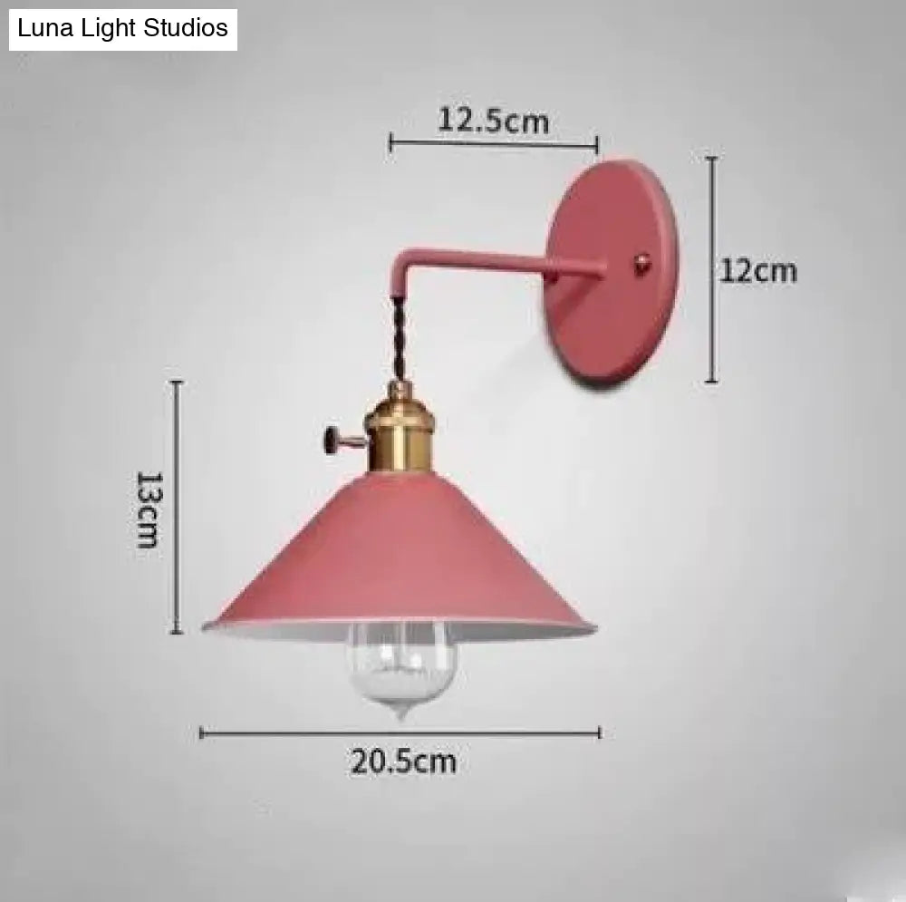 Copper Wall Lamp Nordic Macaron Color Childrens Room Bedside Creative Personality Cherry Red / 5