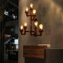Copper Water Pipe Wall Sconce - Vintage 7-Bulb Dining Room Lighting Fixture / B