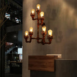Copper Water Pipe Wall Sconce - Vintage 7-Bulb Dining Room Lighting Fixture / B
