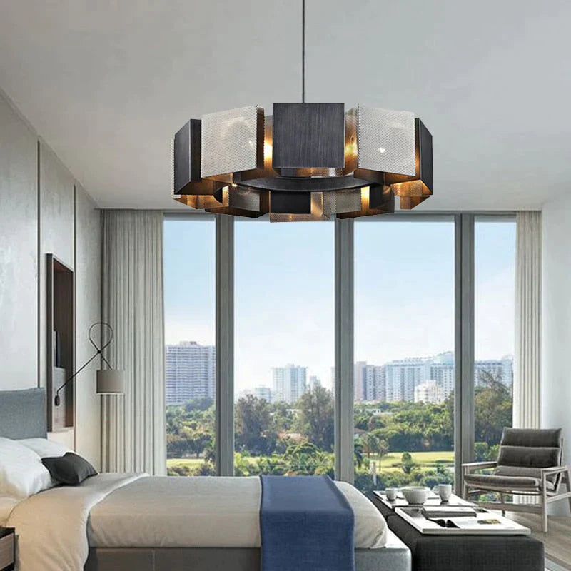 Cora Postmodern Luxury Black Metal Iron art Round Chandelier