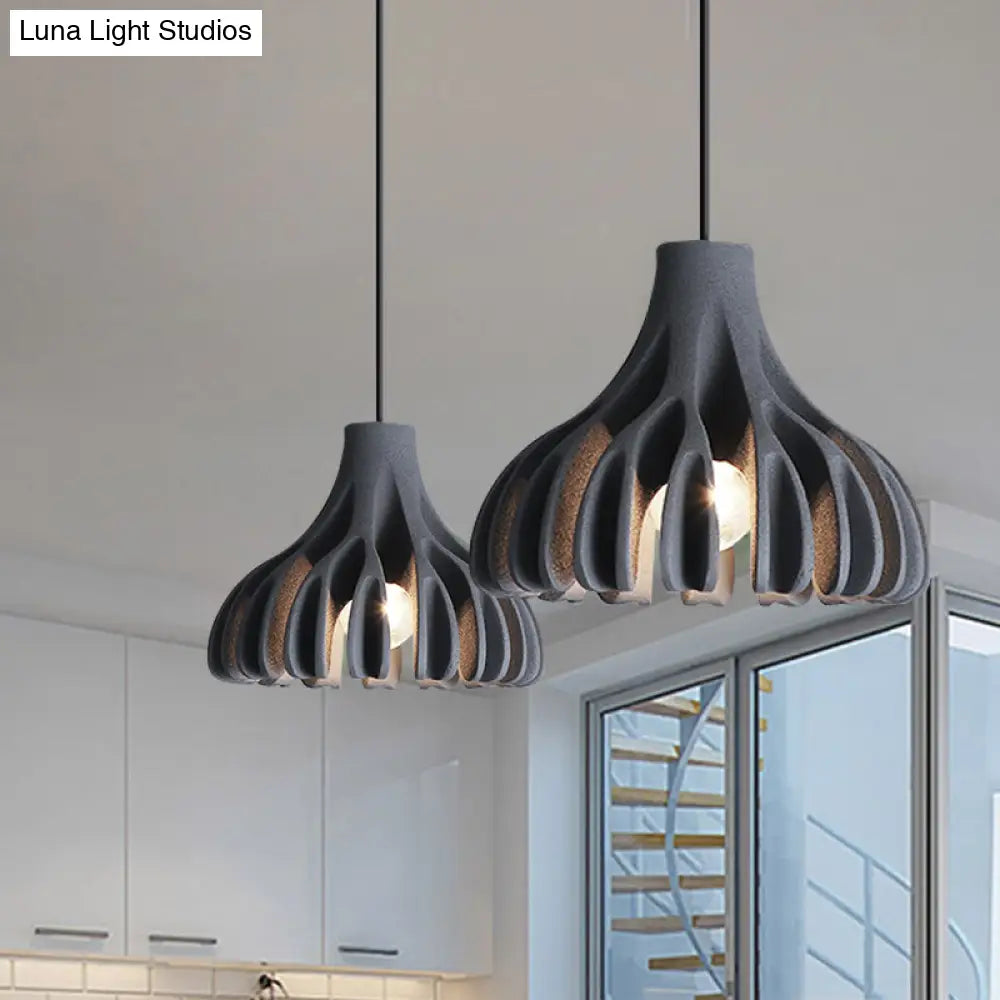 Coral-Shape Pendant Lighting: Macaron Resin Dining Room Lamp (1 Light) In White Black And Yellow