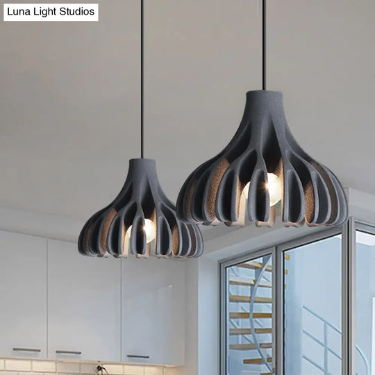 Coral-Shape Pendant Lighting: Macaron Resin Dining Room Lamp (1 Light) In White Black And Yellow