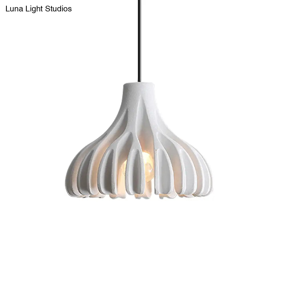 Coral-Shape Pendant Lighting: Macaron Resin Dining Room Lamp (1 Light) In White Black And Yellow