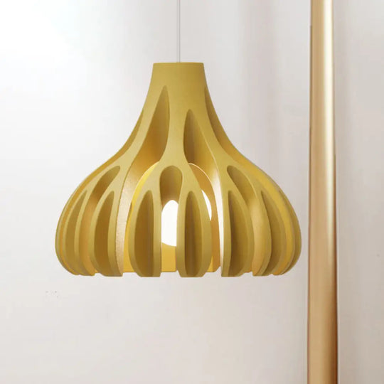 Coral-Shape Pendant Lighting: Macaron Resin Dining Room Lamp (1 Light) In White Black And Yellow