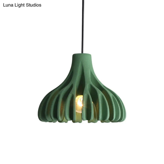 Coral-Shape Pendant Lighting: Macaron Resin Dining Room Lamp (1 Light) In White Black And Yellow
