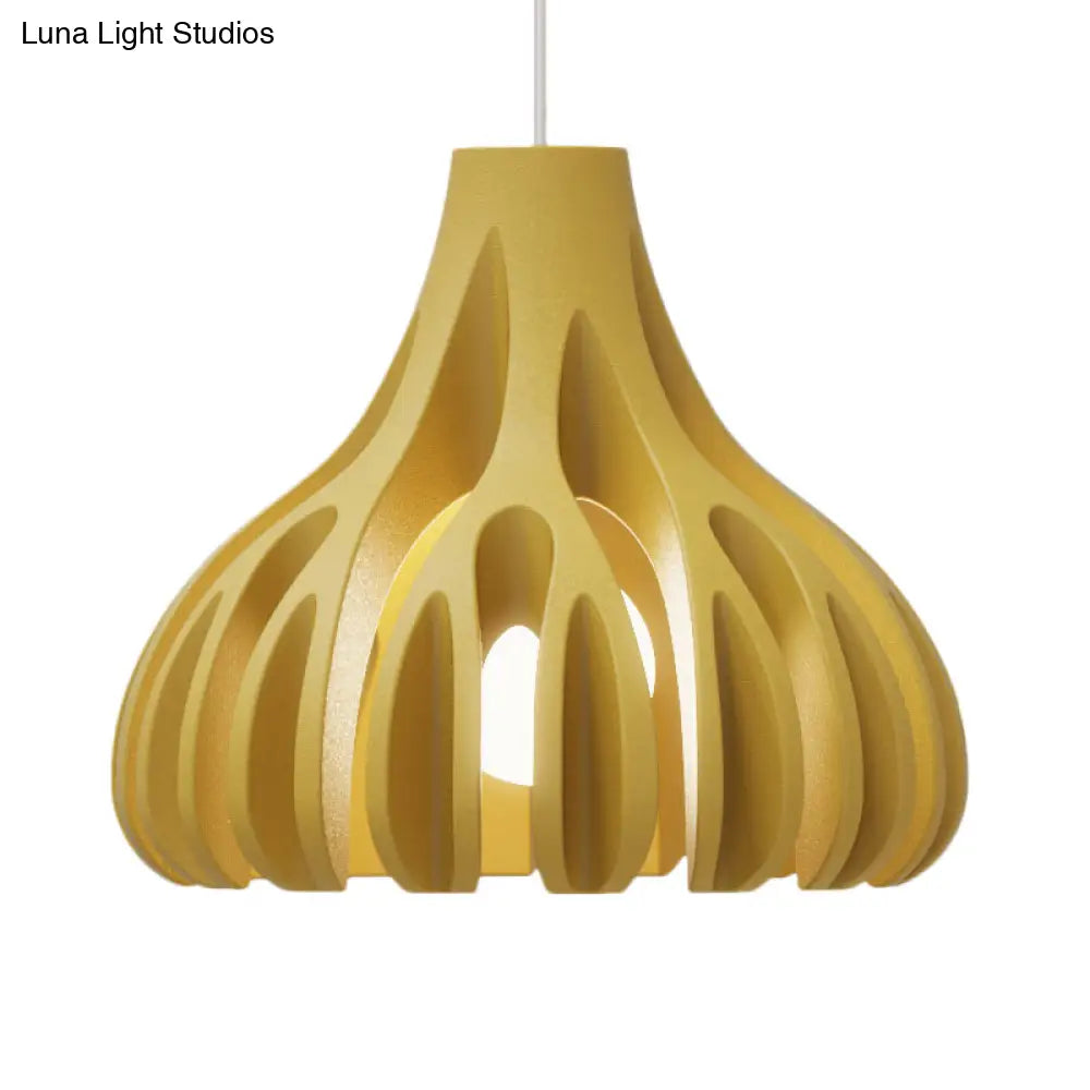 Coral-Shape Pendant Lighting: Macaron Resin Dining Room Lamp (1 Light) In White Black And Yellow