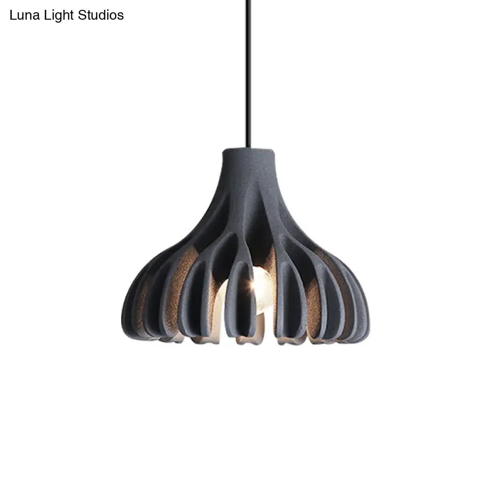 Coral-Shape Pendant Lighting: Macaron Resin Dining Room Lamp (1 Light) In White Black And Yellow
