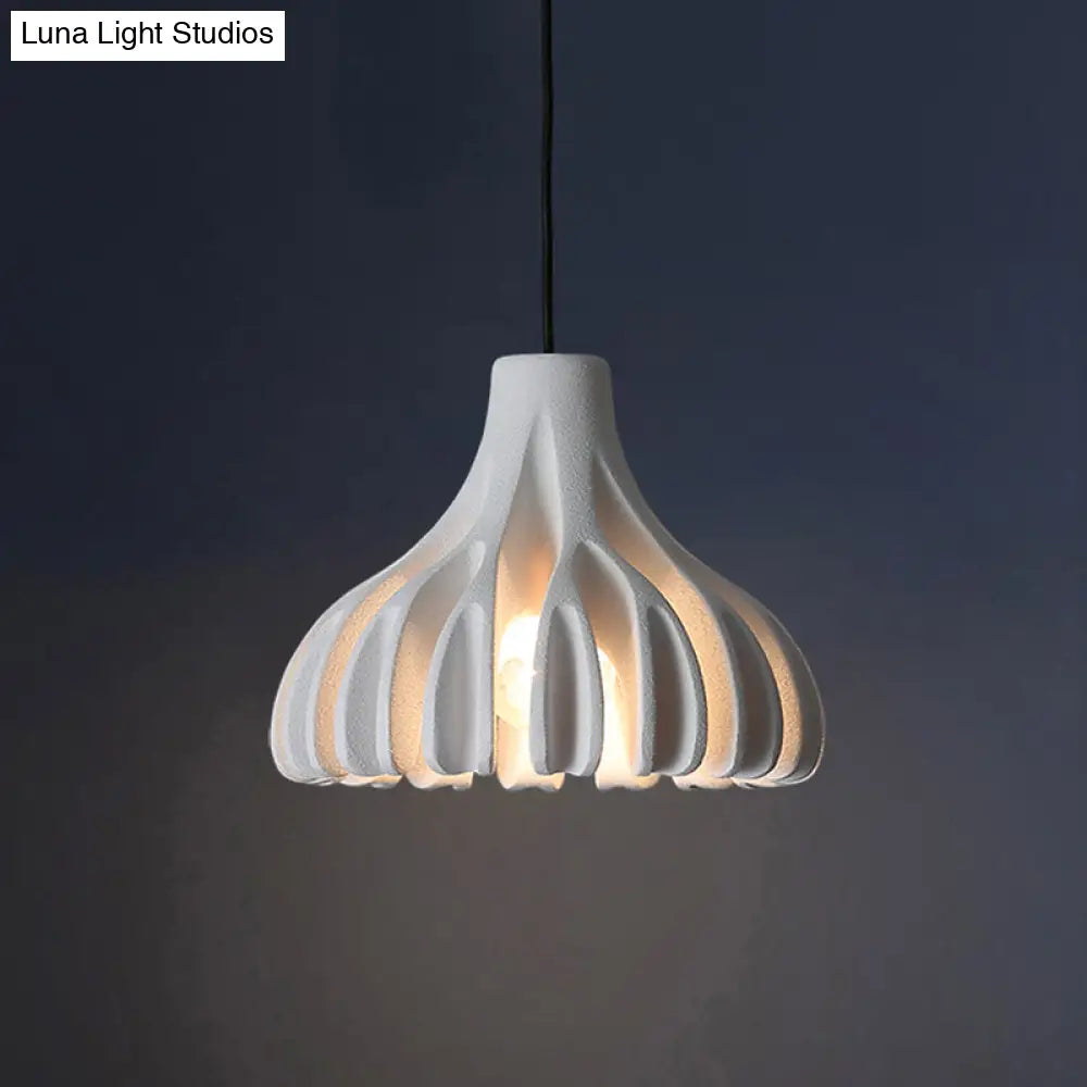 Coral-Shape Pendant Lighting: Macaron Resin Dining Room Lamp (1 Light) In White Black And Yellow