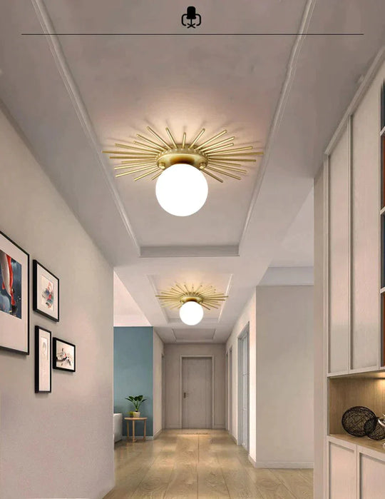 Corridor Lights Aisle Creative Nordic Minimalist Modern Balcony All Copper Crystal Ceiling Home
