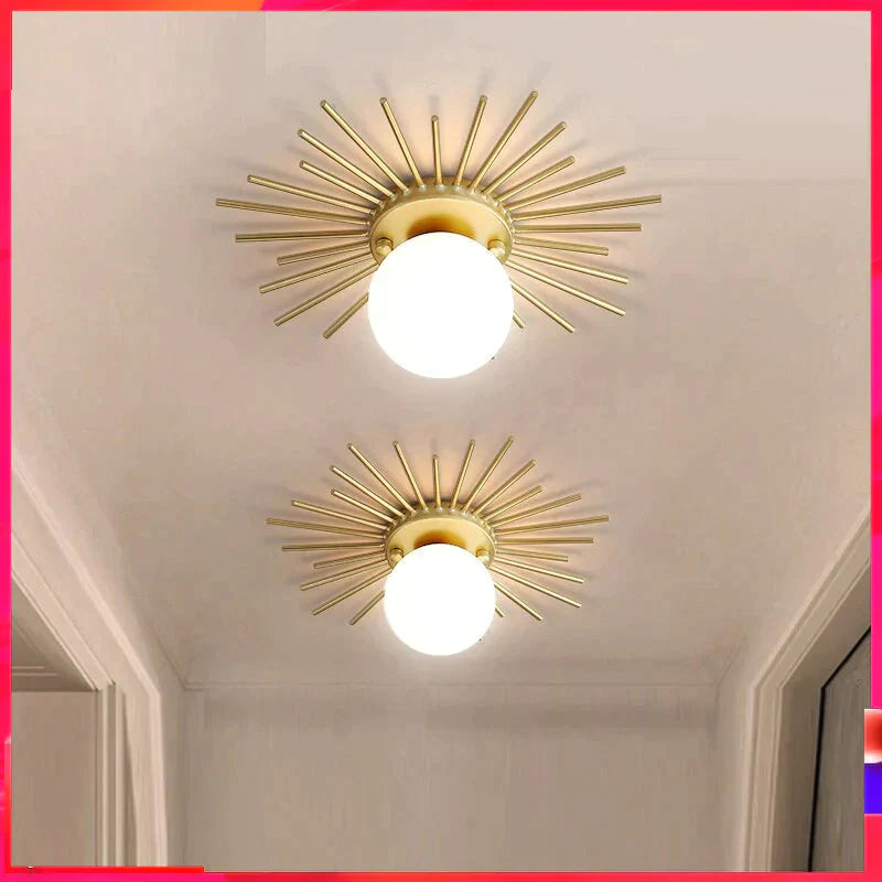 Corridor Lights Aisle Creative Nordic Minimalist Modern Balcony All Copper Crystal Ceiling Home Porc