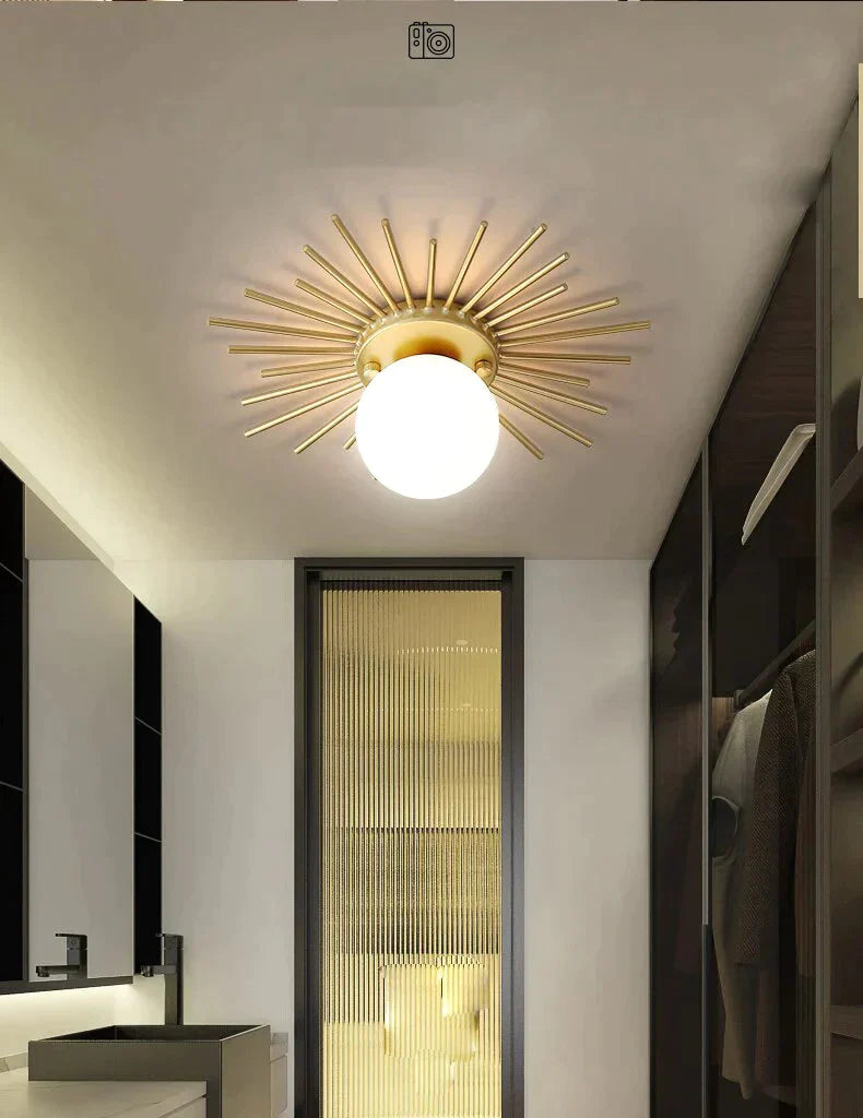 Corridor Lights Aisle Creative Nordic Minimalist Modern Balcony All Copper Crystal Ceiling Home