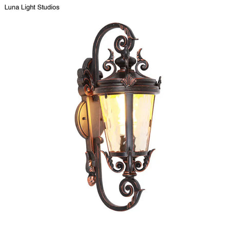 Cottage Style Wall Mount Sconce Lamp With Amber Glass Shade