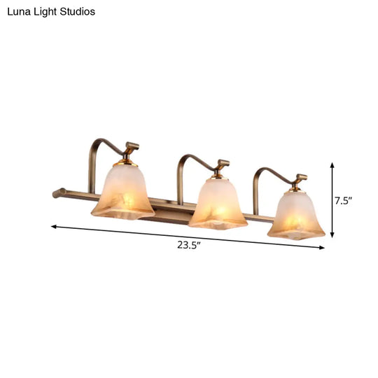Country Bell Vanity Light Fixture - Wall Mounted 2/3 Lights With Frosted White Glass Ideal For