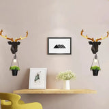 Country Black Resin Sconce Light Fixture - 1 Exposed Bulb Wall Lamp With Deer Backplate Indoor Use