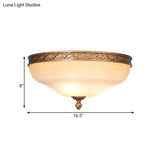 Country Bronze Flush Mount Ceiling Light With Frosted Glass And 3/5 Lights - 14’/16.5’/20’ Width