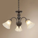 Country Flare Chandelier Light With Frosted Glass - Black Ceiling Mount 3 /