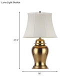 Country Living Room Nightstand Lamp In White With Urn Pedestal Fabric Paneled Base Night Light