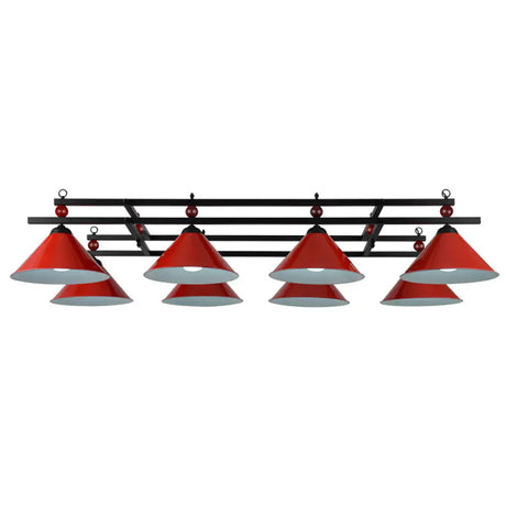 Country Style Billiard Chandelier - Metal Shade Bar Island Lighting Fixture 8 / Red