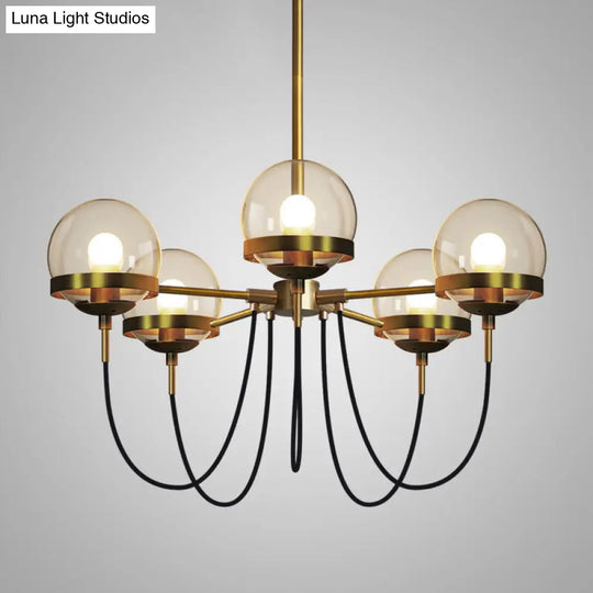 Rustic Cognac Glass Chandelier With Swoop Arm 5 / Bronze