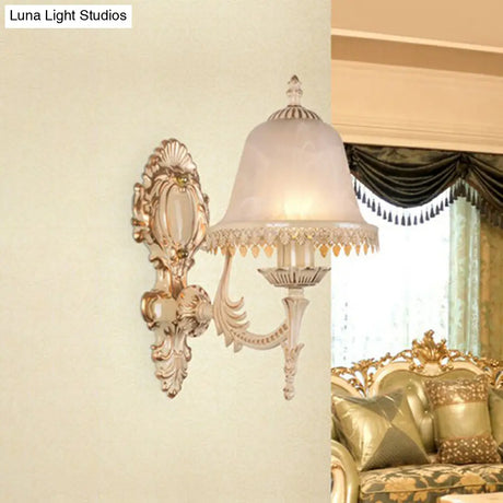 Country Style Frosted Glass Wall Lamp - Hallway Sconce Lighting Fixture