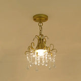 Country Style Gold Pendant Light With Crystal Accent For Corridors / C