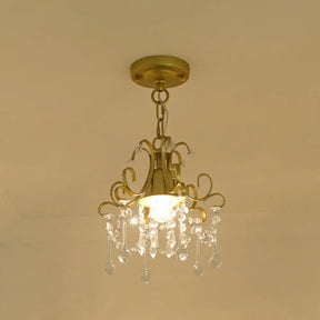 Country Style Gold Pendant Light With Crystal Accent For Corridors / C