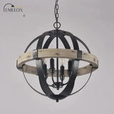 Country Style Wood Strap Globe Pendant Chandelier In Black 4 /