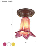 Countryside 1 - Light Metal Ceiling Lamp For Living Room Led Flush Mount Lighting - Lily/Tulip