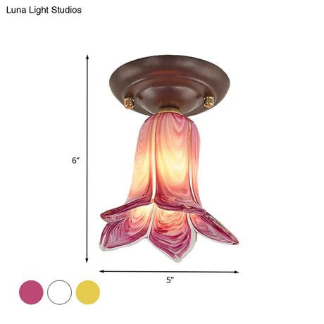 Countryside 1 - Light Metal Ceiling Lamp For Living Room Led Flush Mount Lighting - Lily/Tulip
