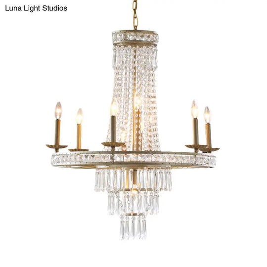 Countryside Crystal Tiered Chandelier - Silver 8/10 Lights Suspension Lamp For Living Room