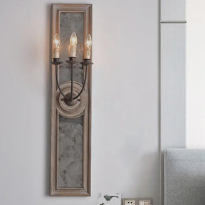Countryside Style 3-Light Wall Mounted Candelabra Lamp With Mirror Detail In Brown