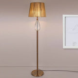 Countryside Teardrop Crystal Floor Reading Lamp With Fabric Shade - Beige