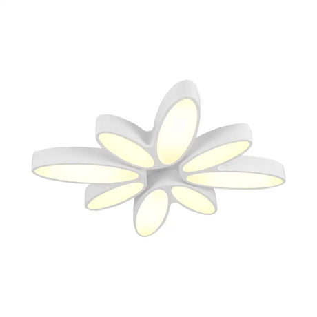 Creative Acrylic Ceiling Lamp For Childs Bedroom - White 8-Petal Blossom Design