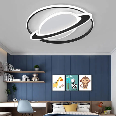 Creative Acrylic Led Flush Mount Ceiling Light For Boys’ Bedroom Black / 16.5’ White