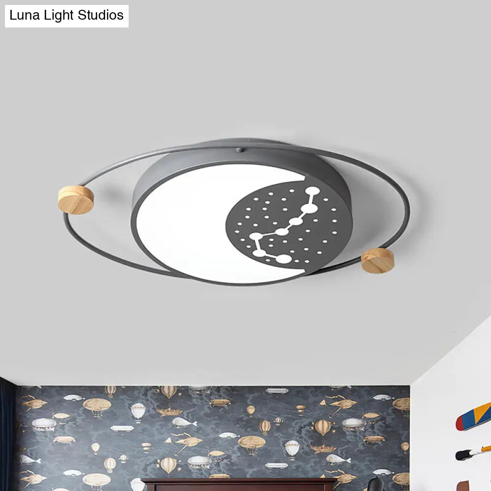Creative Acrylic Led Flushmount Lighting: Gray/Green/White Ceiling Light With Star Pattern