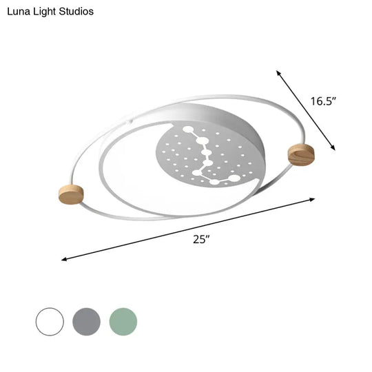 Creative Acrylic Led Flushmount Lighting: Gray/Green/White Ceiling Light With Star Pattern