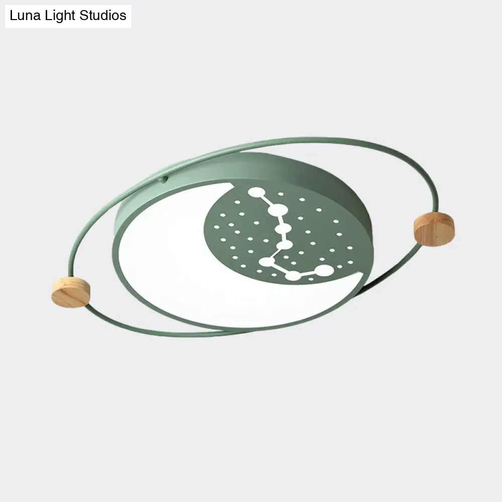 Creative Acrylic Led Flushmount Lighting: Gray/Green/White Ceiling Light With Star Pattern