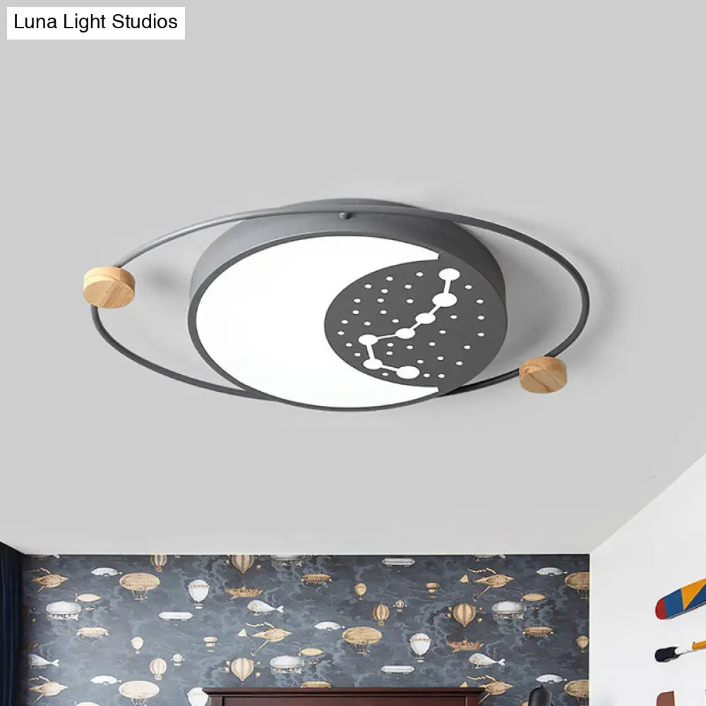 Creative Acrylic Led Flushmount Lighting: Gray/Green/White Ceiling Light With Star Pattern