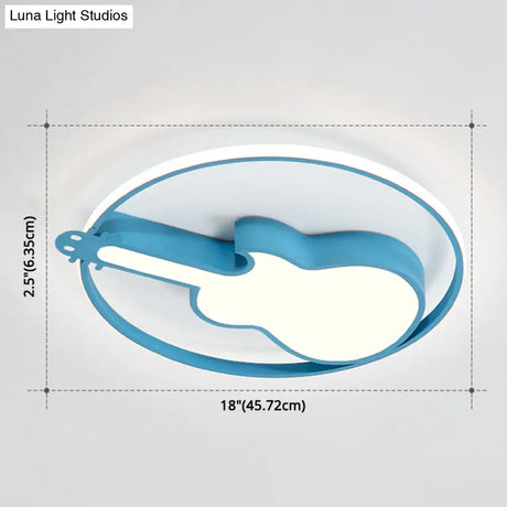 Creative Guitar Flush Mount Ceiling Light For Bedroom - 1 Metal Fixture