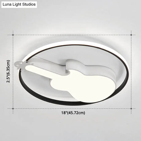 Creative Guitar Flush Mount Ceiling Light For Bedroom - 1 Metal Fixture