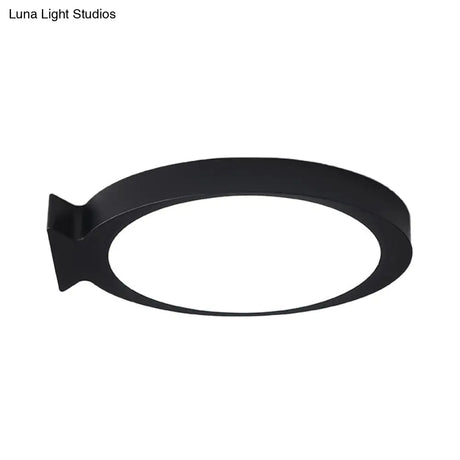 Creative Led Fish Flushmount Ceiling Lamp For Kindergarten Bathrooms - Acrylic Oval Design