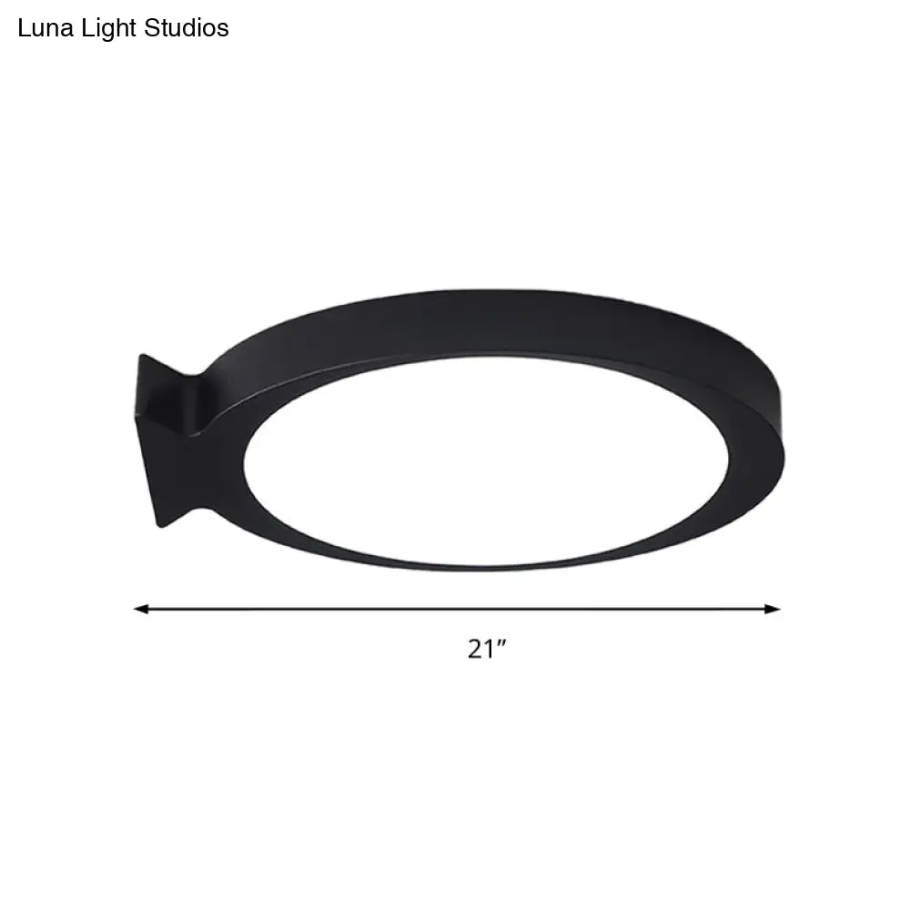 Creative Led Fish Flushmount Ceiling Lamp For Kindergarten Bathrooms - Acrylic Oval Design