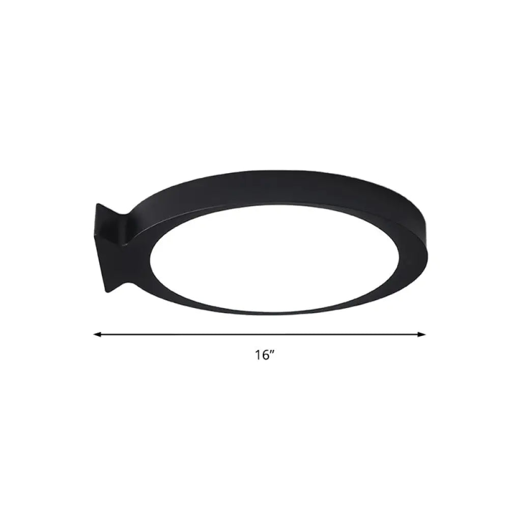 Creative Led Fish Flushmount Ceiling Lamp For Kindergarten Bathrooms - Acrylic Oval Design
