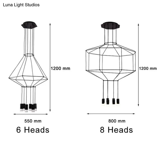 Creative Modern Art Pendant Lamp Light Black Metal Long Wire Simple Shape Kitchen Bar Hanging