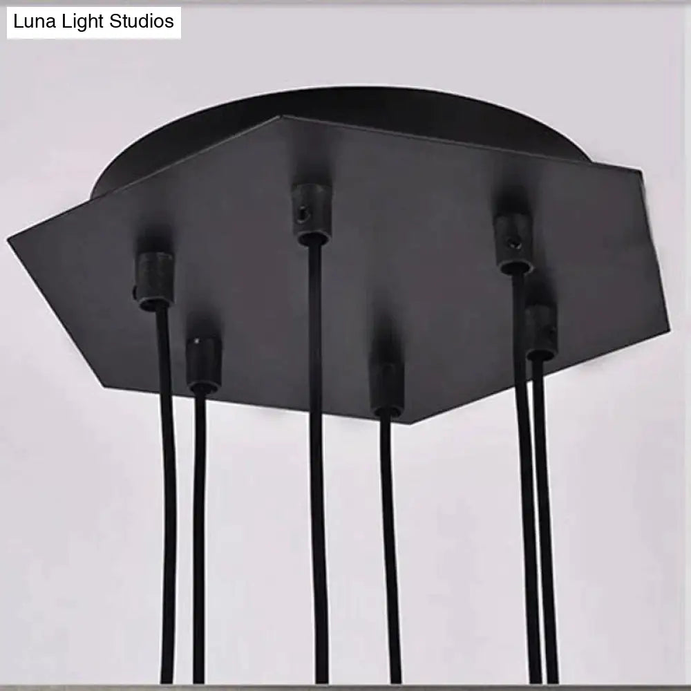 Creative Modern Art Pendant Lamp Light Black Metal Long Wire Simple Shape Kitchen Bar Hanging