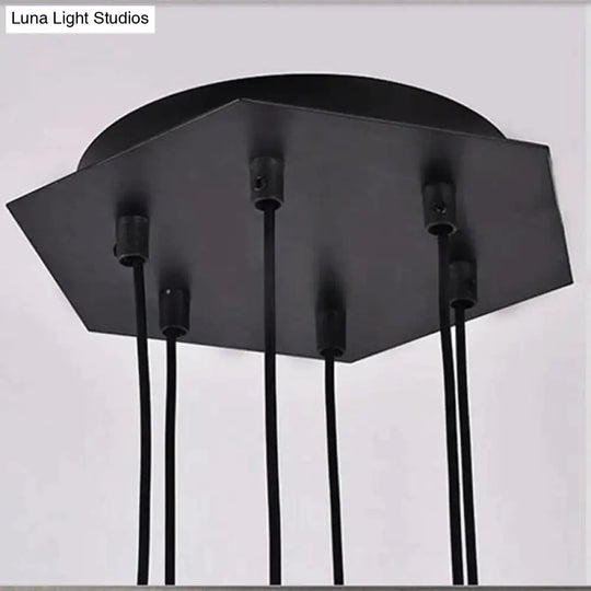 Creative Modern Art Pendant Lamp Light Black Metal Long Wire Simple Shape Kitchen Bar Hanging