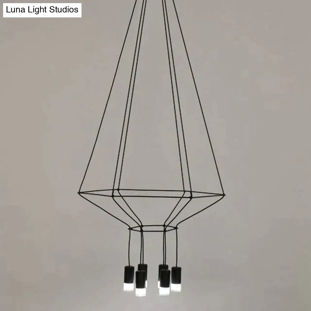 Creative Modern Art Pendant Lamp Light Black Metal Long Wire Simple Shape Kitchen Bar Hanging