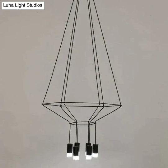 Creative Modern Art Pendant Lamp Light Black Metal Long Wire Simple Shape Kitchen Bar Hanging