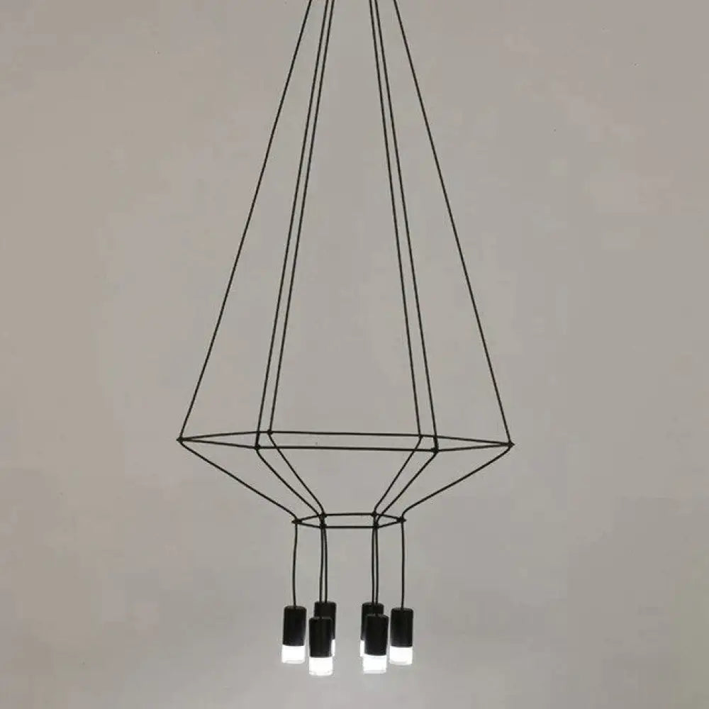 Creative Modern Art Pendant Lamp Light Black Metal Long Wire Simple Shape Kitchen Bar Hanging