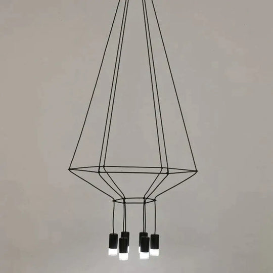 Creative Modern Art Pendant Lamp Light Black Metal Long Wire Simple Shape Kitchen Bar Hanging